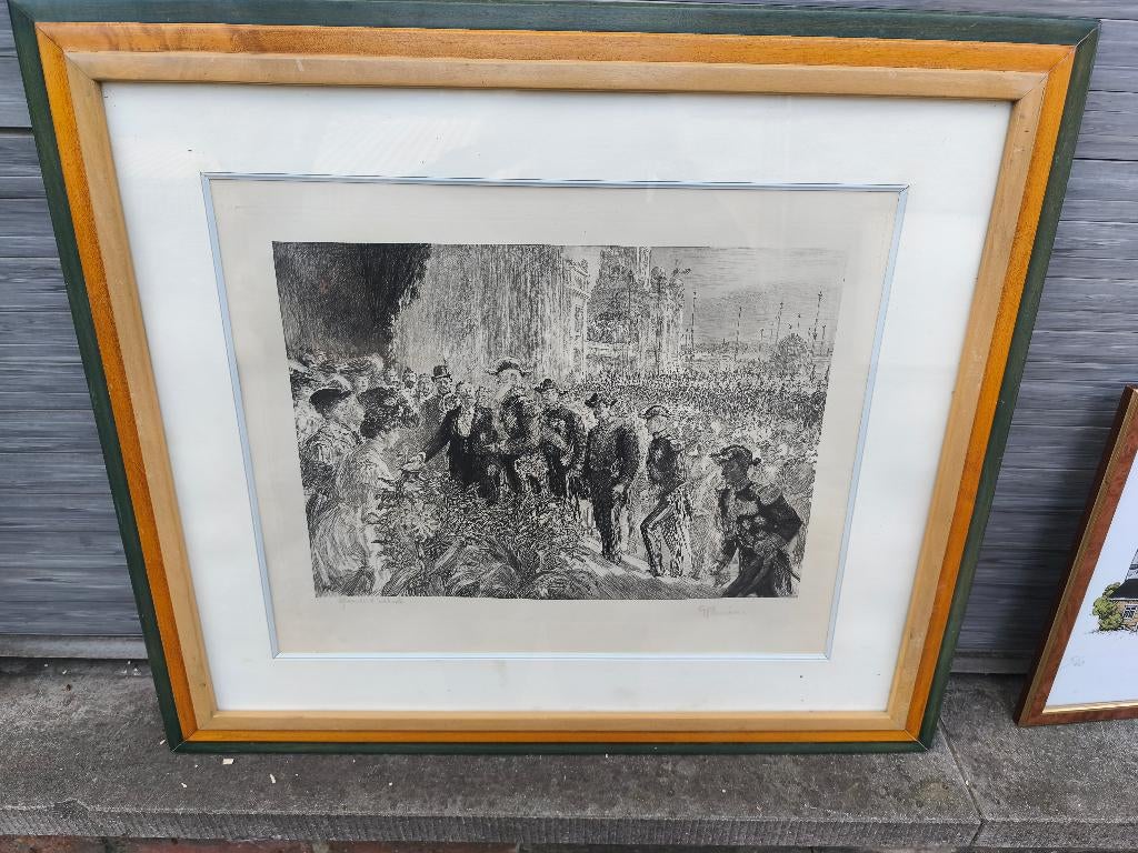 Gravure épreuve d artiste signe Gustave flasschoen, Antiquités & Art, Enlèvement ou Envoi