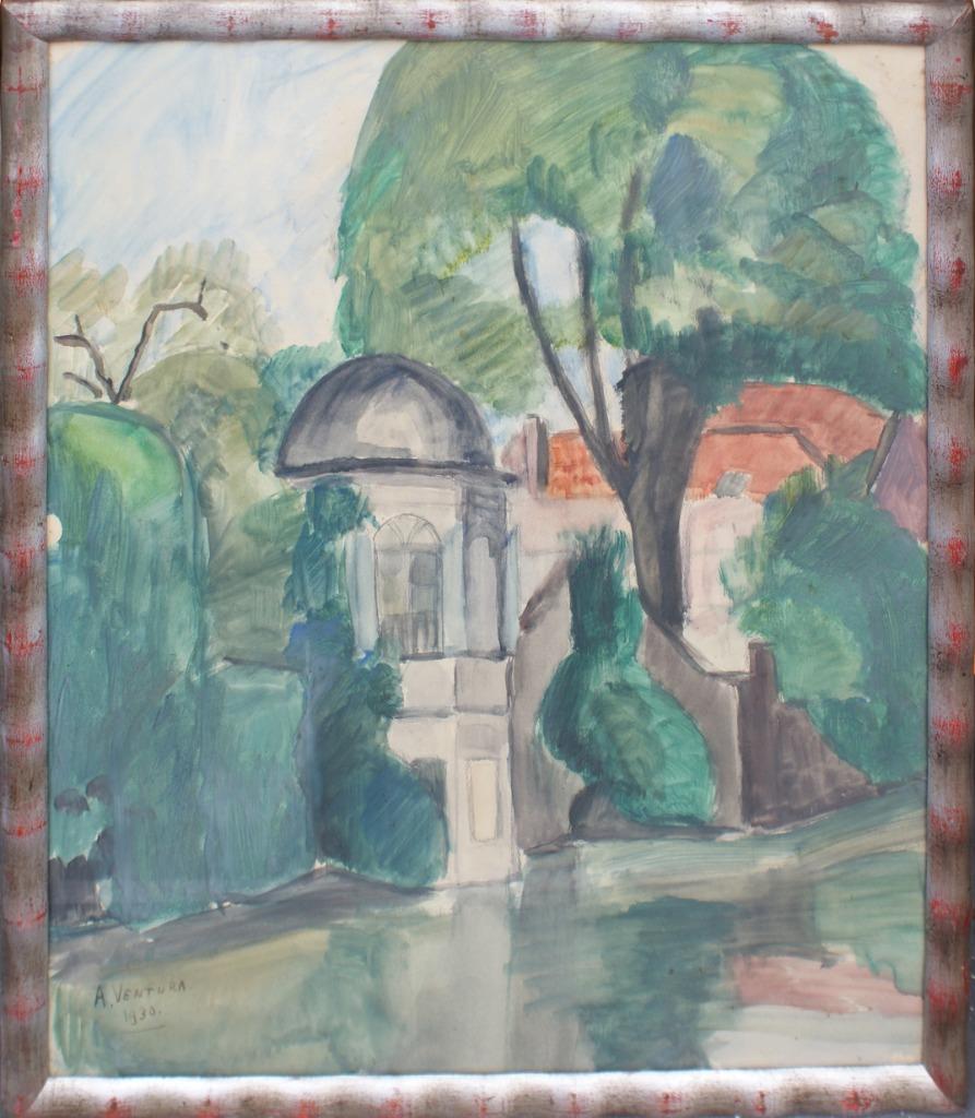 A. Ventura: Villa aan rivier 1930 (49 x 60 cm), Enlèvement ou Envoi