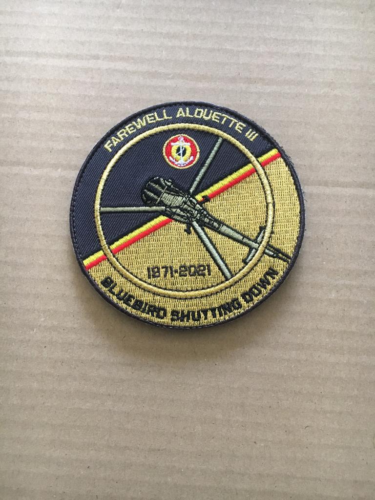 Badge : Farewell Alouette III - Basis Koksijde - 40Sqn., Verzamelen, Ophalen of Verzenden, Nieuw, Patch, Badge of Embleem