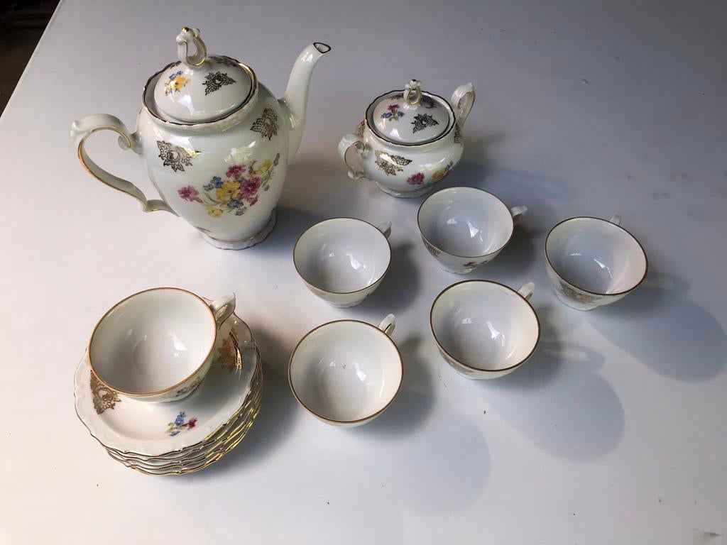 Vintage hand painted fine china coffee set, Enlèvement ou Envoi