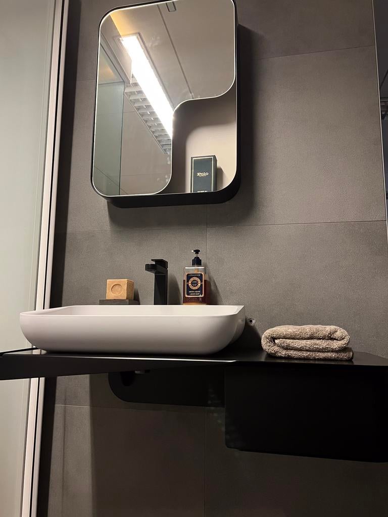 Meuble de salle de bain en métal noir avec robinet noir, Enlèvement, Neuf