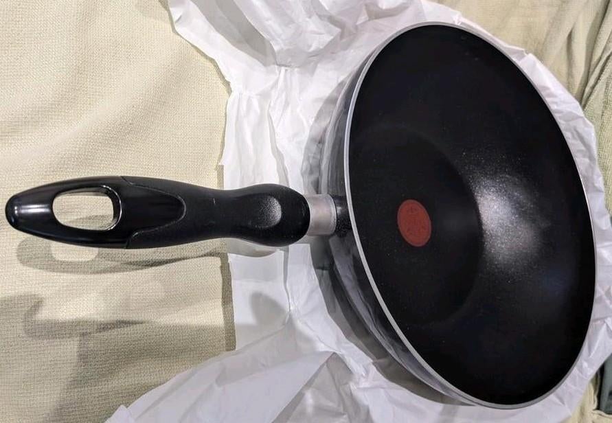Wokpan - 28 cm Tefal diameter - voor elektrische fornuizen., Ophalen of Verzenden, Gebruikt, Wok