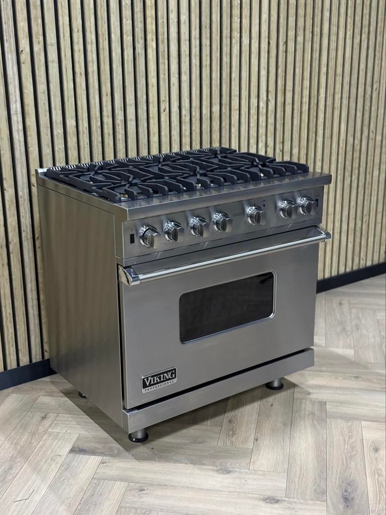 Viking Fornuis 91cm breed Inox + GASOVEN, Ophalen of Verzenden, Grill, Gas
