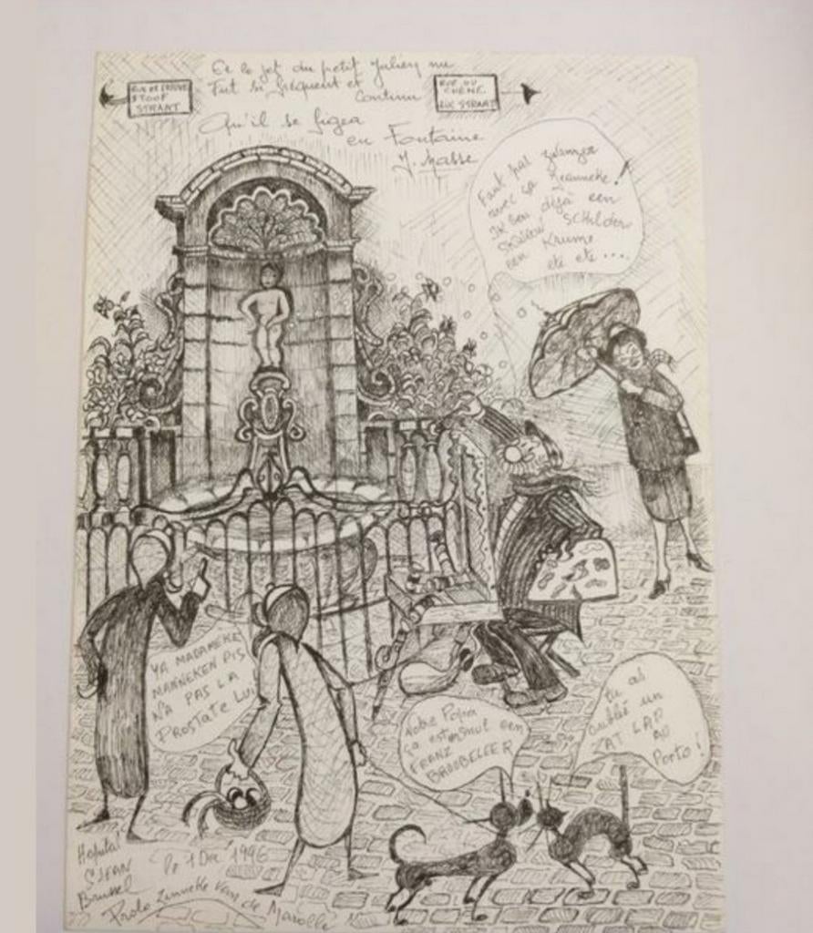 Dessin autoportrait de jean Masse, le dikenek des Marolles,, Enlèvement ou Envoi