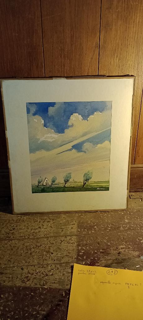 Peinture aquarelle signée, 38x42, n293, Enlèvement ou Envoi