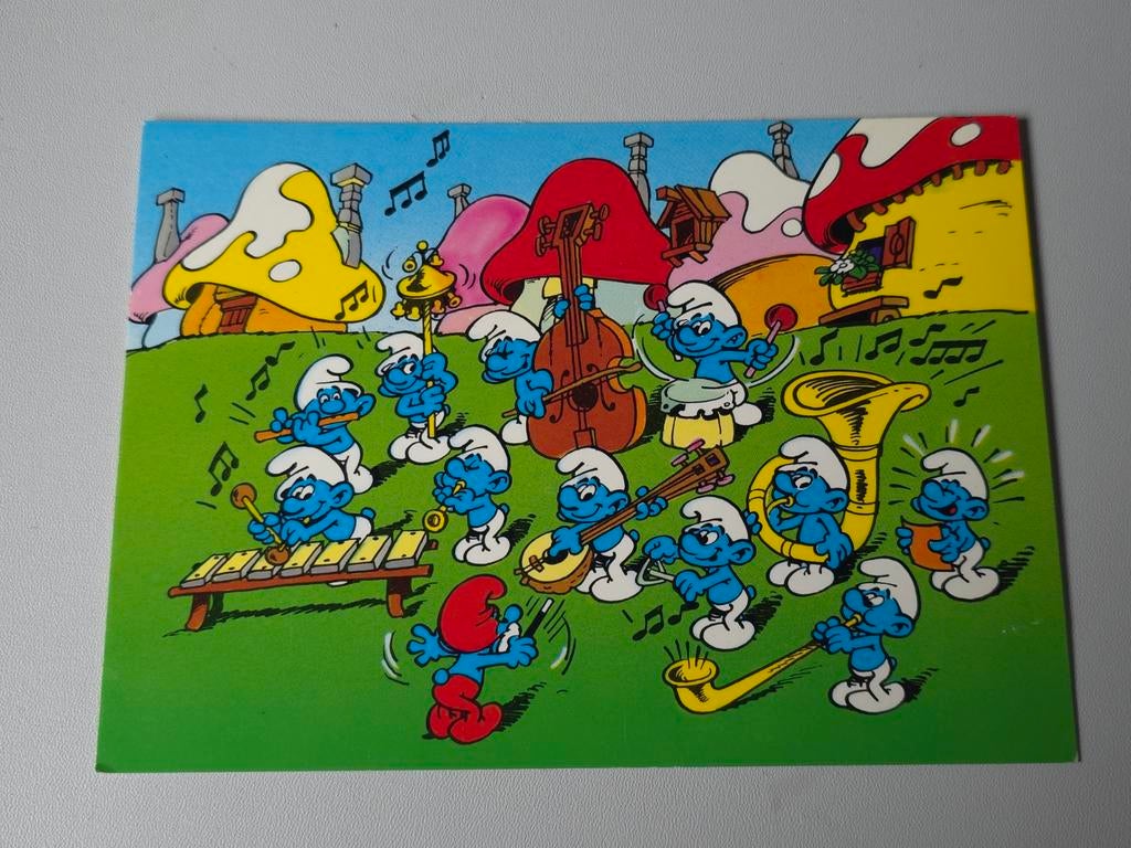 Ancienne carte postale Schtroumpf fanfare, Envoi, Comme neuf, Autres Schtroumpfs, Autres types