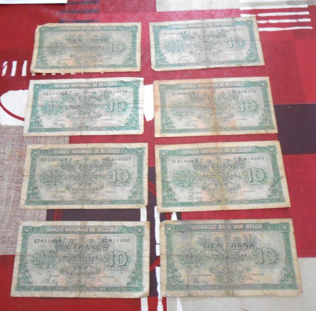 8 Belgische bankbiljetten - 10 frank 1943, Ophalen of Verzenden, Los biljet
