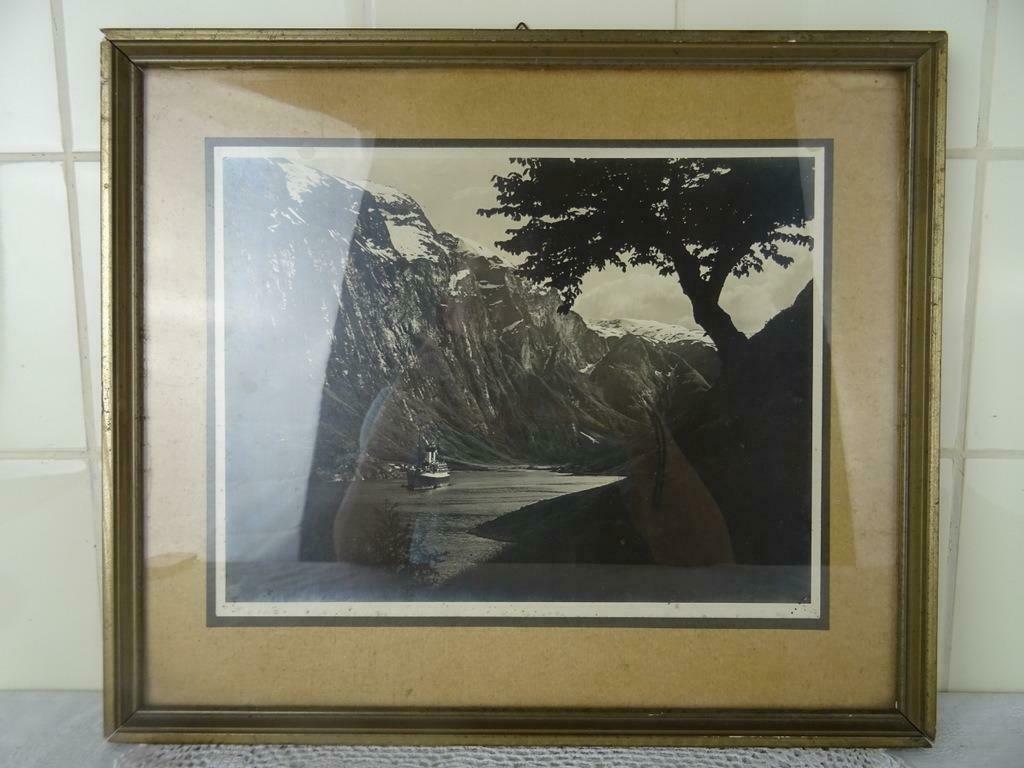 Antique photo fjord Norvège cadre antique curiosités antique, Enlèvement ou Envoi