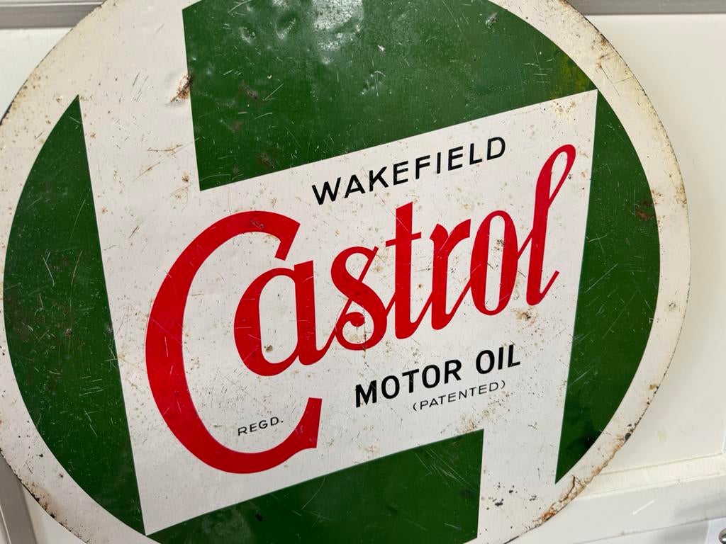 Oud Castrol reclame bord Brussel, Verzamelen, Ophalen of Verzenden, Gebruikt, Reclamebord
