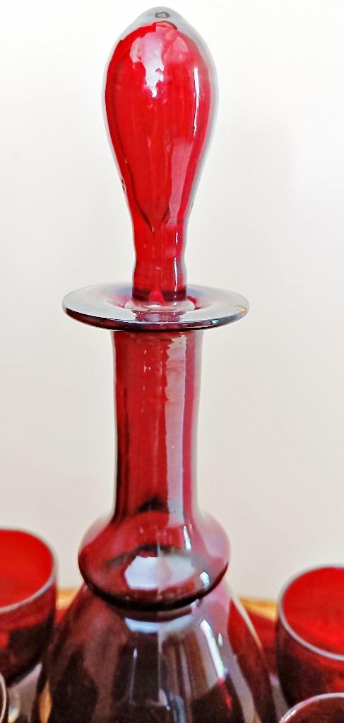Service à liqueur: Carafe + plateau + 5 verres, Bohème, 50', Ophalen