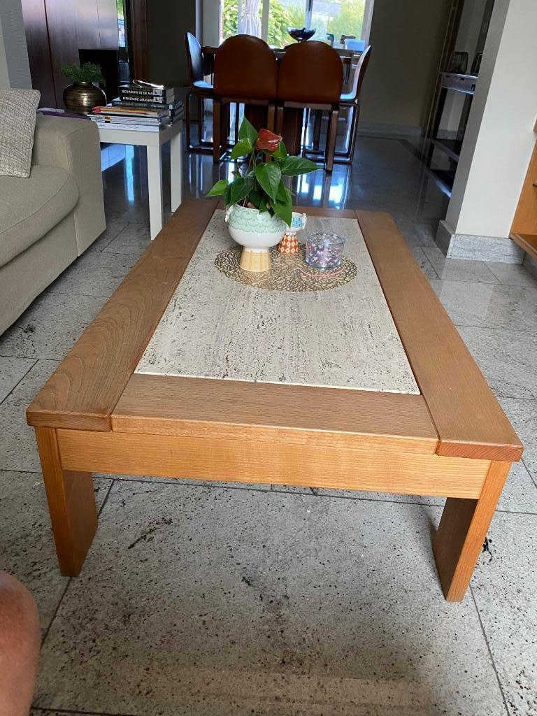 Table basse en bois et marbre, 100 à 150 cm, Moins de 50 cm, Enlèvement, Utilisé