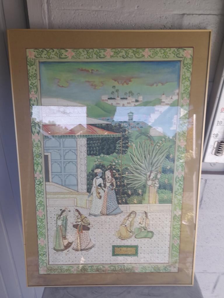 Mooi Chinese schilderij met koper kader, Antiek en Kunst, Ophalen