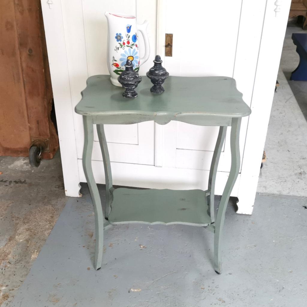 Antiek groen brocante bijzet-/tafel H 74 B 58 D 38, Ophalen