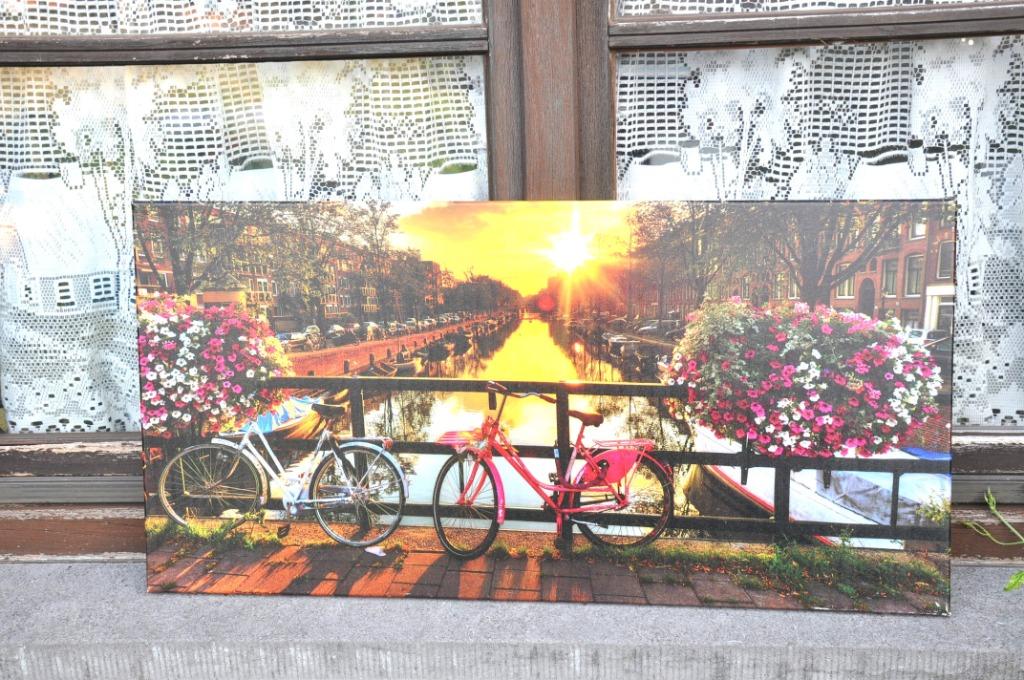 photo sur toile plastifier velo sur pont, Enlèvement ou Envoi, Utilisé