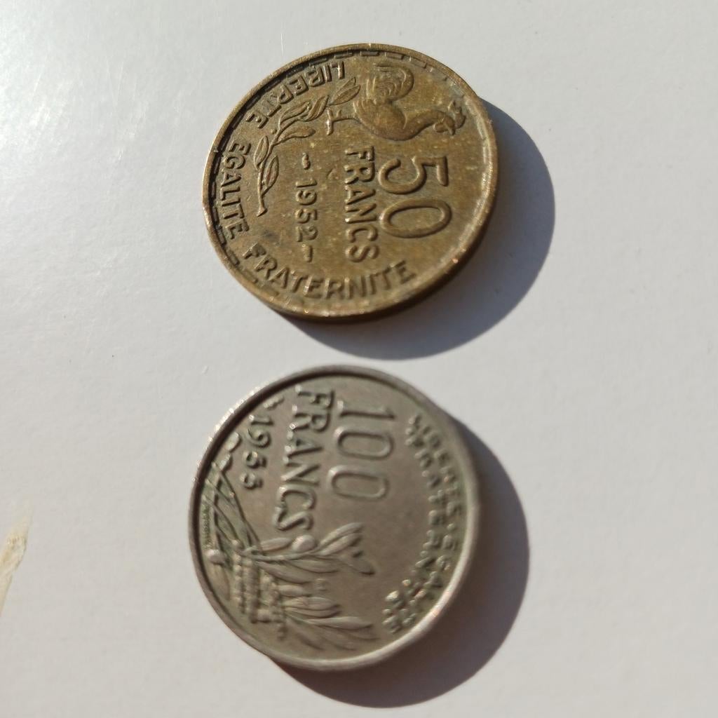 4 pièces françaises de 1947 à 1955, Enlèvement ou Envoi, Monnaie