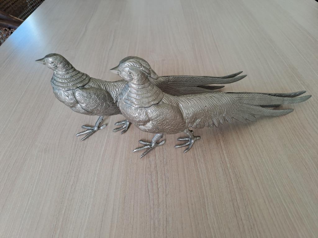 Zilverkleurige fazanten tafelstuk, Ophalen of Verzenden, Zo goed als nieuw