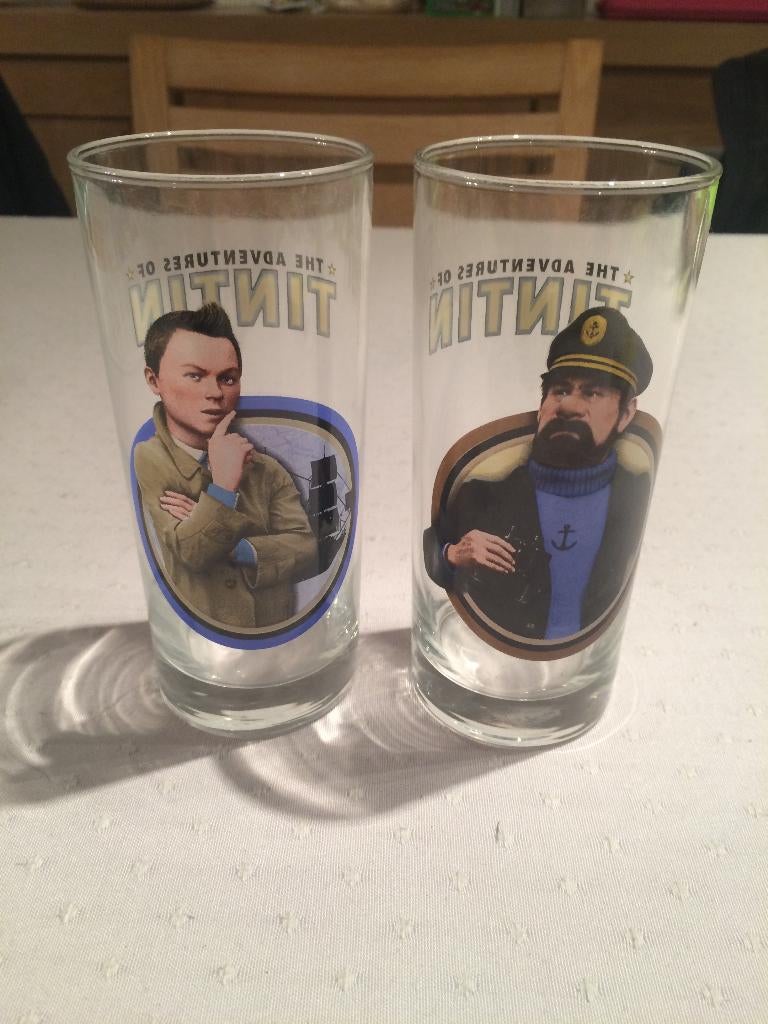 Kuifje : 2 glazen, Verzamelen, Glas en Drinkglazen, Ophalen of Verzenden, Nieuw