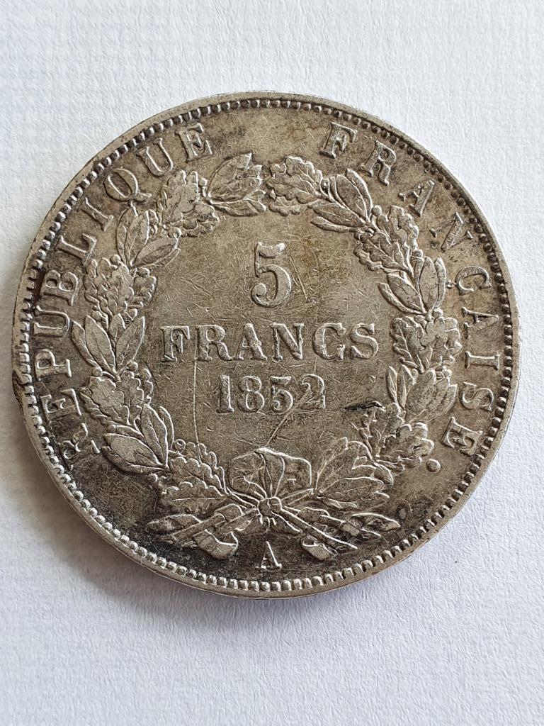 5 Francs République Française - 1852 Louis-Napoleon Bonapart, Postzegels en Munten, Verzenden, Zilver, Overige waardes, Frankrijk