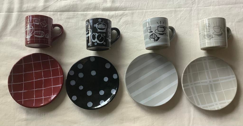 4 koffiekopjes + schotels, Maisons du Monde, Huis en Inrichting, Nieuw