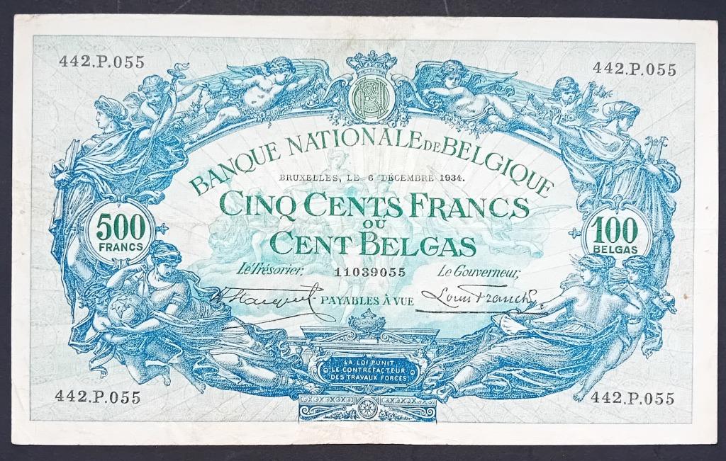 belgie 500 frank model 1887 - 1934 - PR, Postzegels en Munten, Bankbiljetten | België, Ophalen of Verzenden, Los biljet