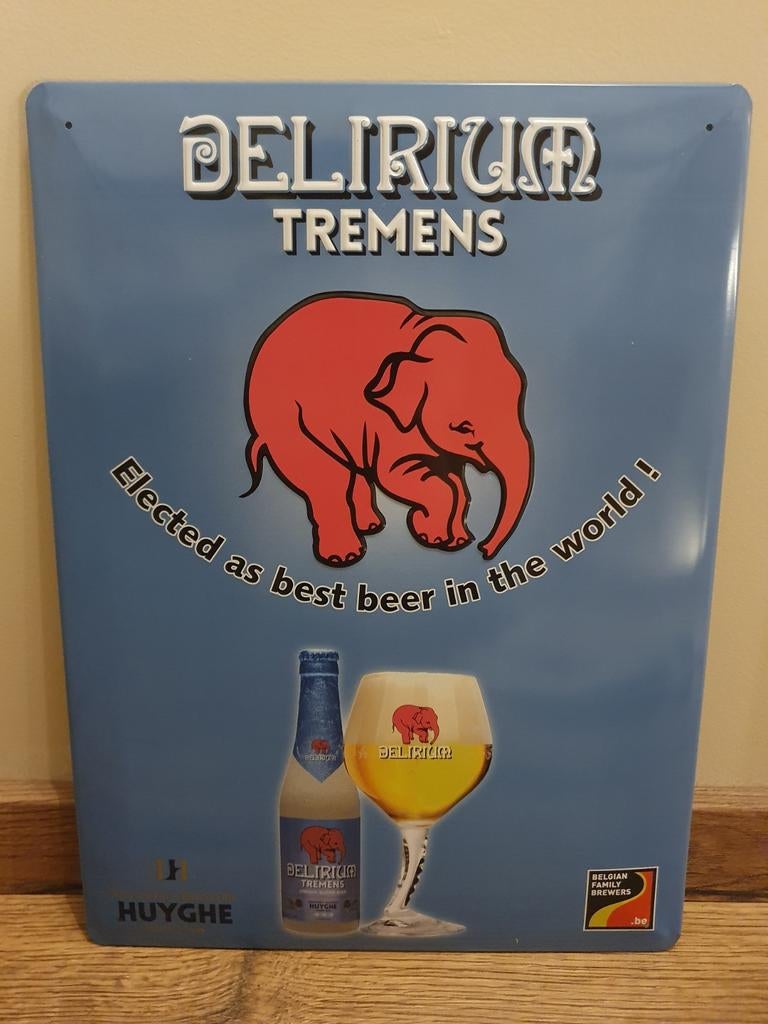 Metaal Reclamebord - Delirium Tremens -, Verzamelen, Ophalen of Verzenden, Gebruikt, Reclamebord