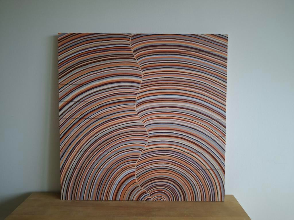Image d'art aborigène sur bois 100*100 cm, 75 cm ou plus, Enlèvement, Utilisé, Imprimé