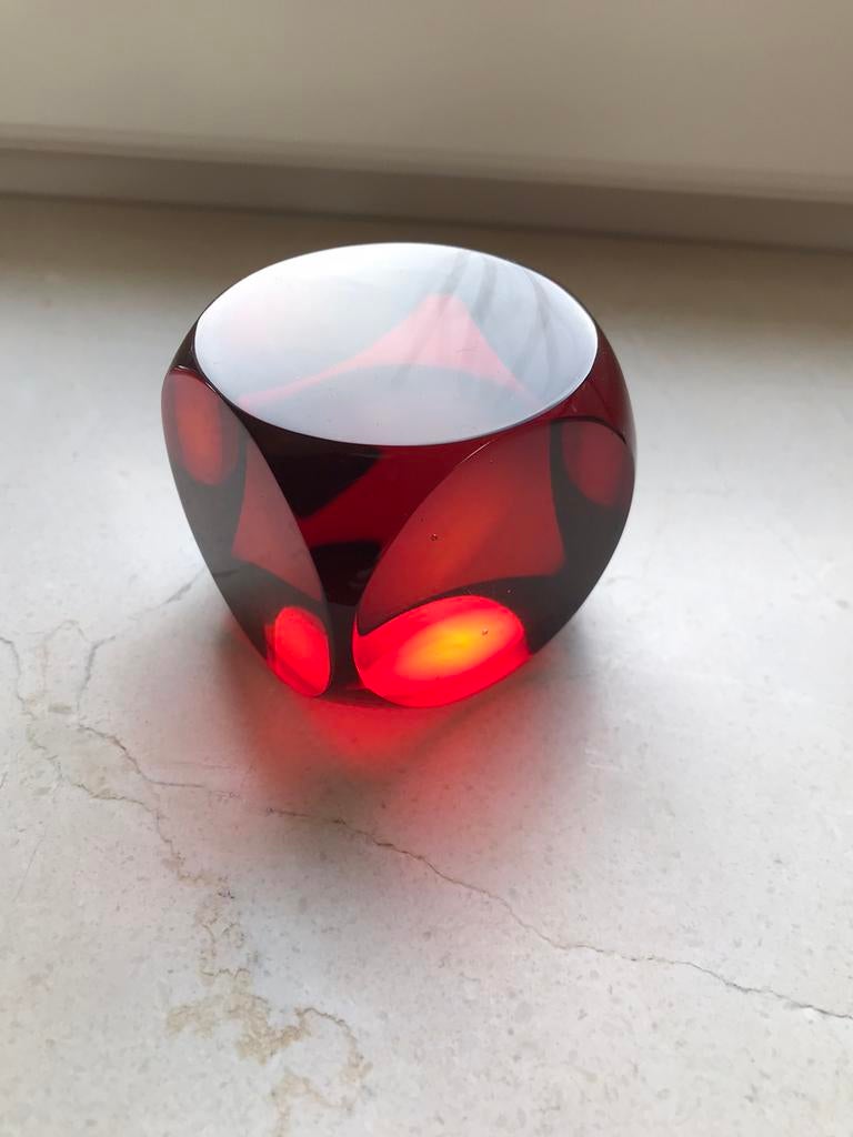 Val Saint Lambert cube cristal dés dobbelsteen sulfure, Enlèvement ou Envoi