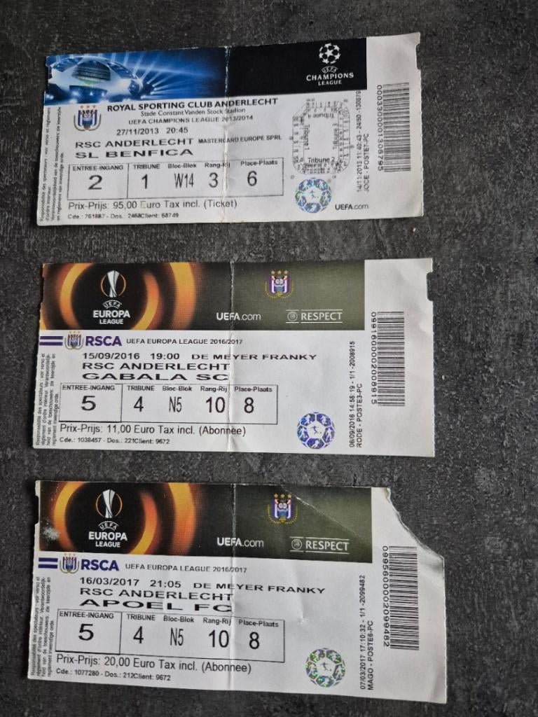 Anderlecht tickets, Losse kaart