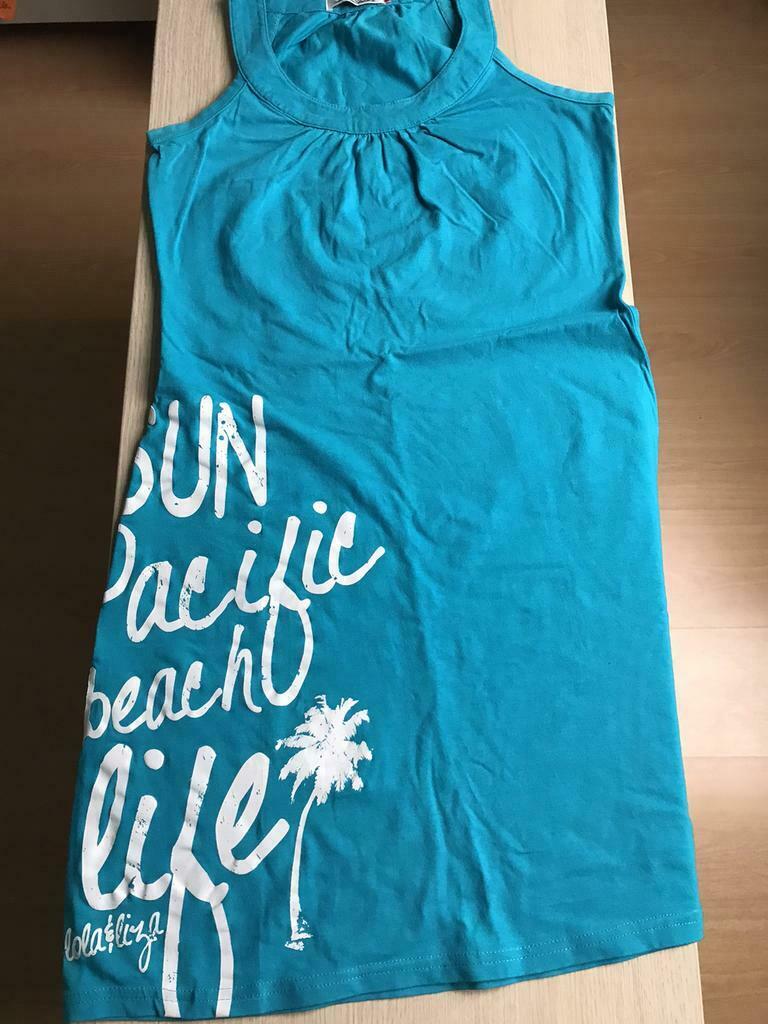 Turqoise mouwloos kleedje m witte print - Lola&Liza - XS, Ophalen of Verzenden, Gedragen, Maat 34 (XS) of kleiner