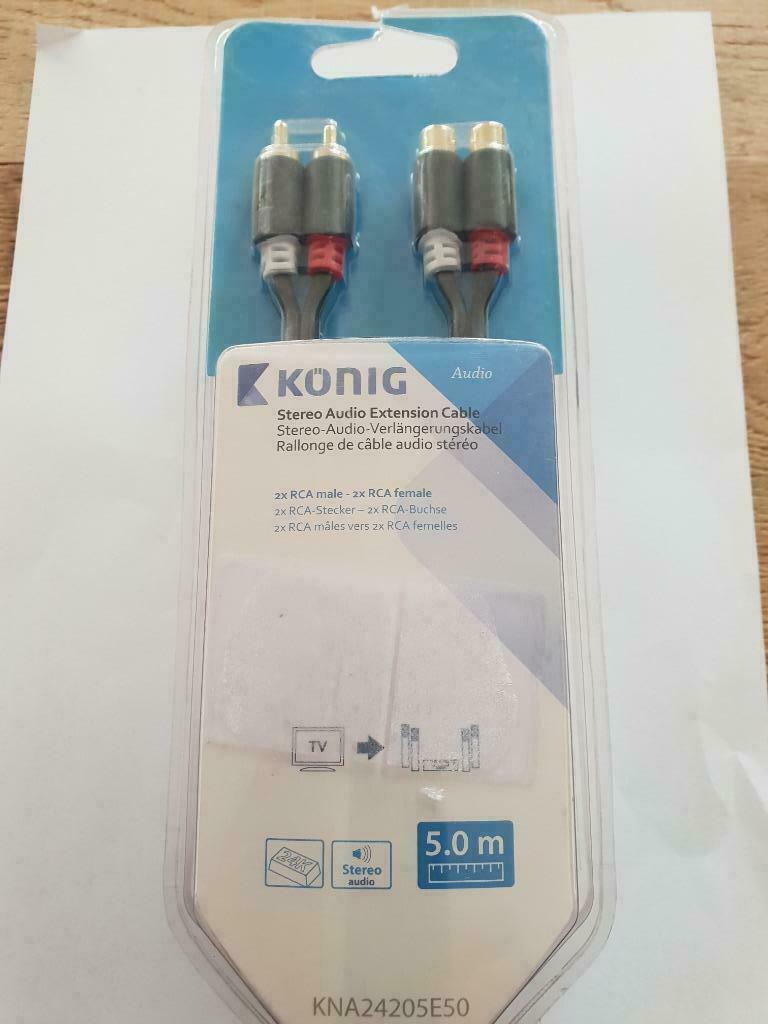 Cable Audio 2 RCA Male vers 2 RCA femelle--5 Metres-Neuf..., Enlèvement ou Envoi, Neuf, Autres câbles