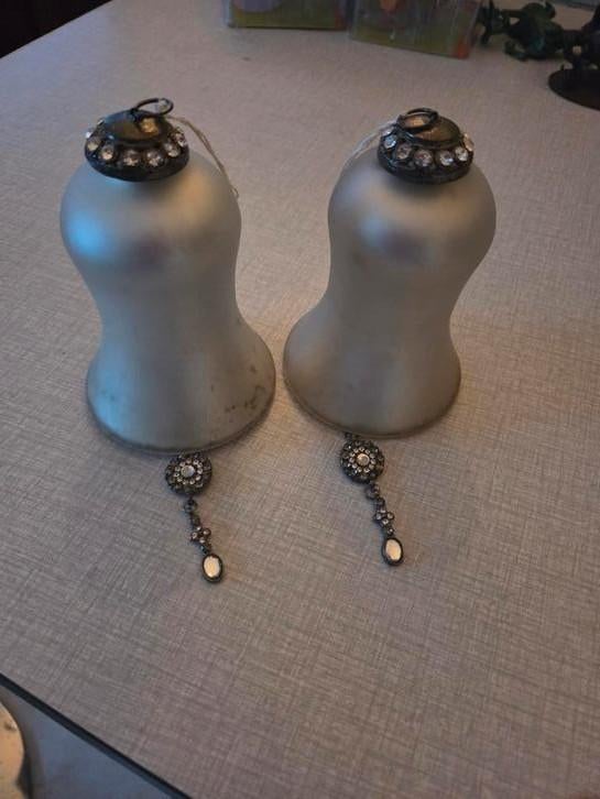 2 oude glazenklokbelhangers, Ophalen of Verzenden