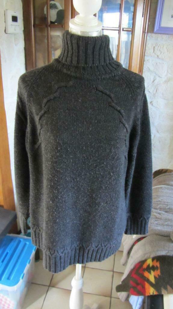 Pull col roulé torsadé gris foncé, Enlèvement ou Envoi, Porté, Taille 42/44 (L), Gris