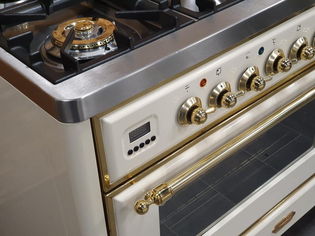 🔥Poêle Boretti Majestic de luxe 121 cm crème + plaque de c, Gaz, Classe énergétique A ou plus économe, Enlèvement ou Envoi, 85 à 90 cm