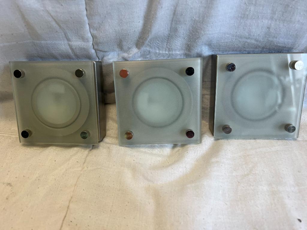 Set van 3 spots onderbouw verlichting  - metaal /mat glas, Huis en Inrichting, Lampen | Spots, Nieuw, Glas, Ophalen of Verzenden