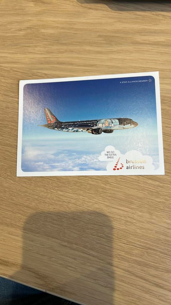 Kuifje tintin brussels airlines postkaart, Ophalen of Verzenden, Kuifje, Nieuw