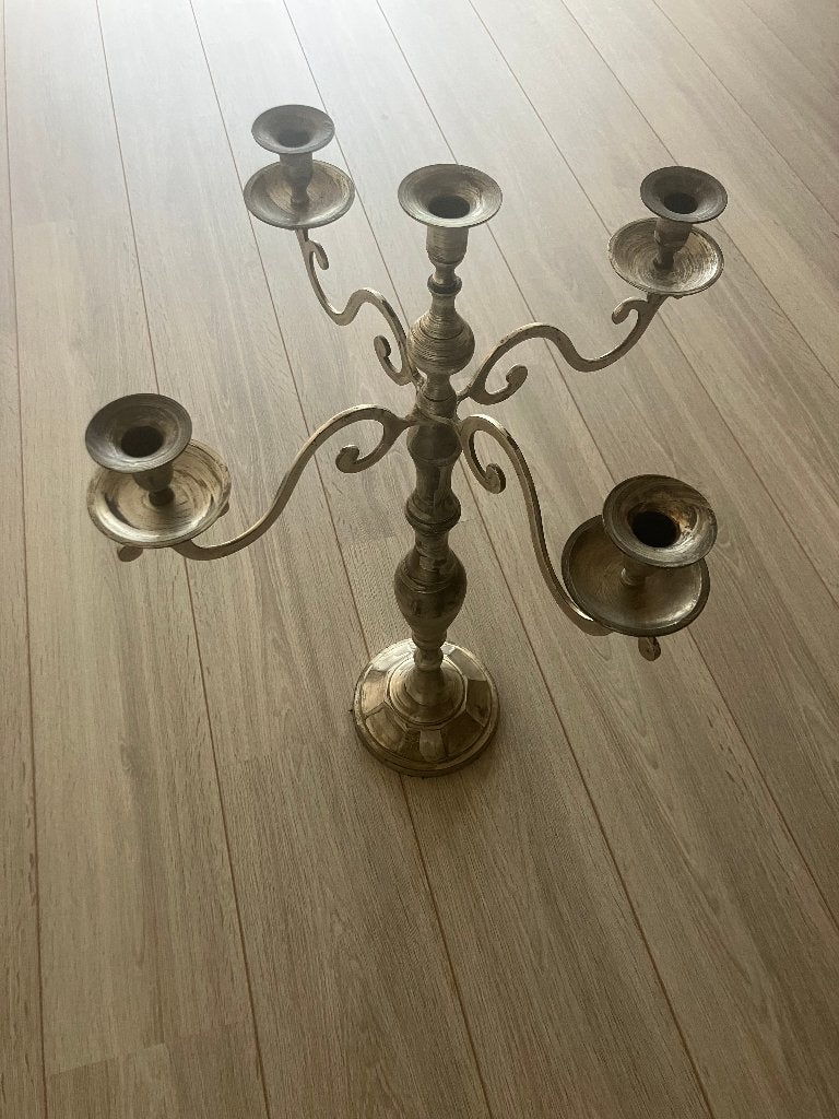 Stoere vintage tinnen brutalist kandelaar, Ophalen, Overige materialen