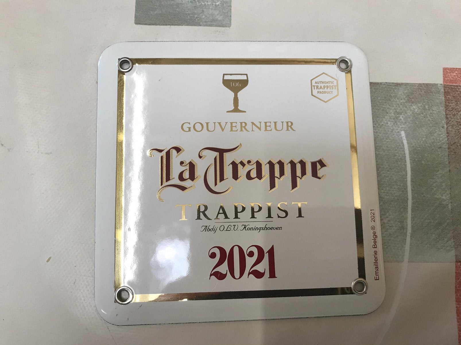 La Trappe emaille reclamebordje, Verzamelen, Ophalen of Verzenden, Gebruikt, Reclamebord