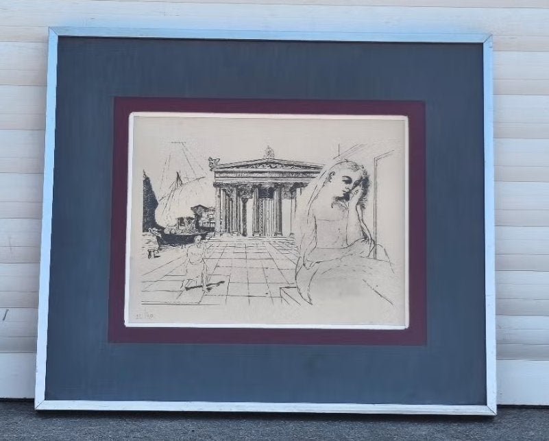 Lithographie de Paul delvaux, Enlèvement ou Envoi, Lithographie