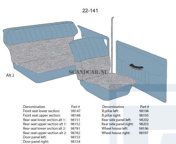Volvo Bekleding PV544 achterbank hoes rug blauw vinyl-stof 2, Ophalen of Verzenden, Nieuw