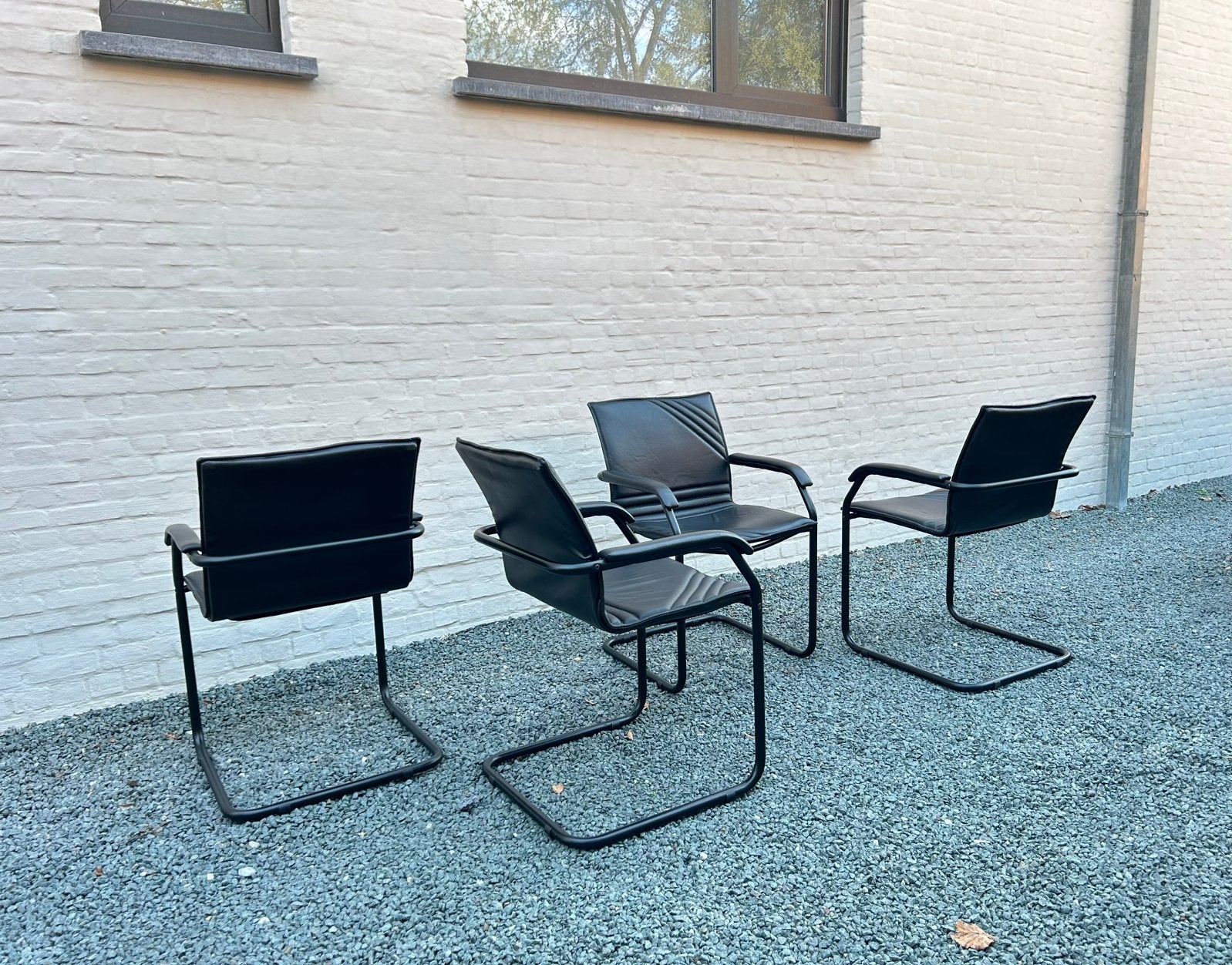 4 buisframe stoelen 90’s, Ophalen, Zo goed als nieuw, Zwart