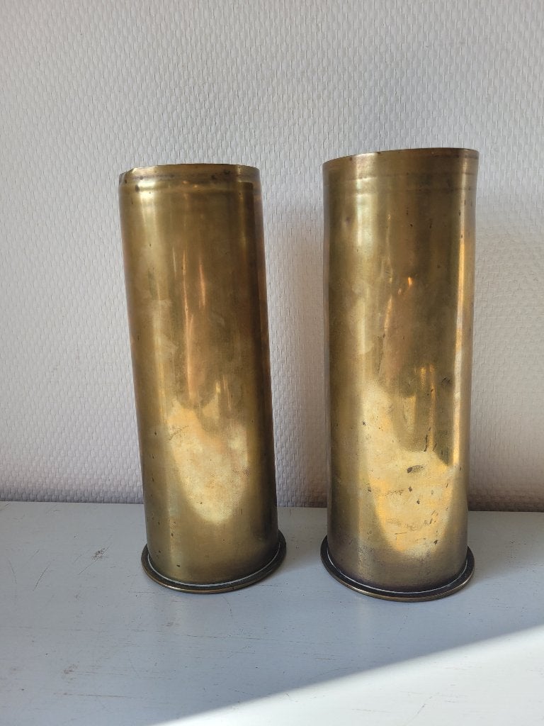 Paire Douilles Obus 14-18 Allemande  Française, Collections, Objets militaires | Général, Armée de l'air, Enlèvement ou Envoi