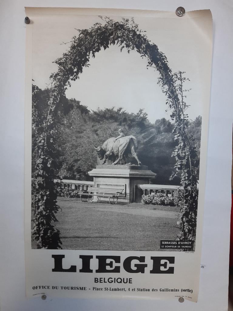 Originele affiches Liege Luik Zwart wit, Rectangulaire vertical, A1 jusqu'à A3, Comme neuf, Publicité
