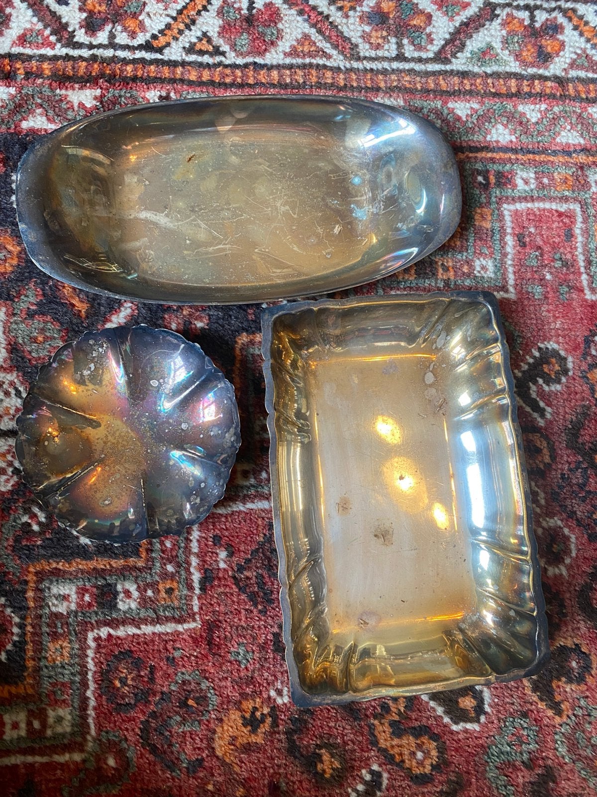 Verzilverde schalen drie stuks, Antiek en Kunst, Ophalen of Verzenden