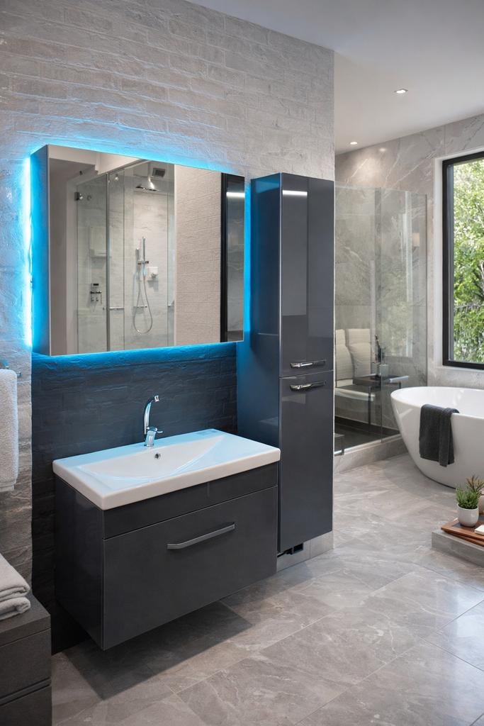 BEL ENSEMBLE DE MEUBLES DE SALLE DE BAIN DE LUXE, Enlèvement