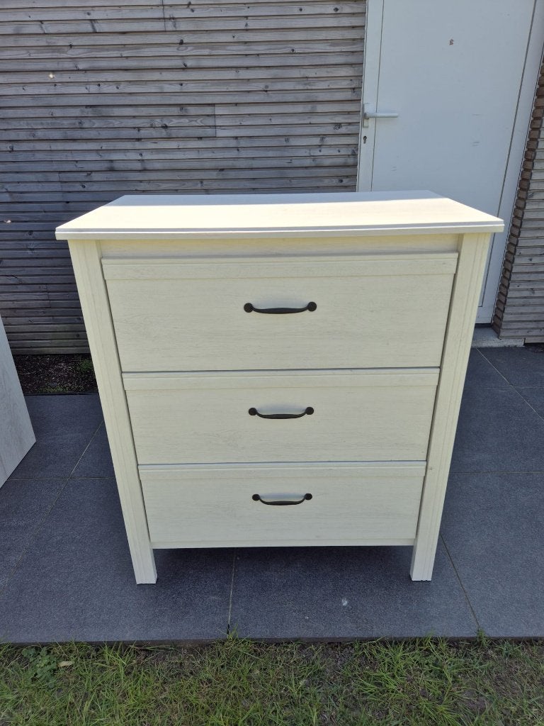 3- ladenkast wit/grijs, Huis en Inrichting, Kasten | Ladekasten, Ophalen, Scandinavisch, 50 tot 100 cm, Zo goed als nieuw
