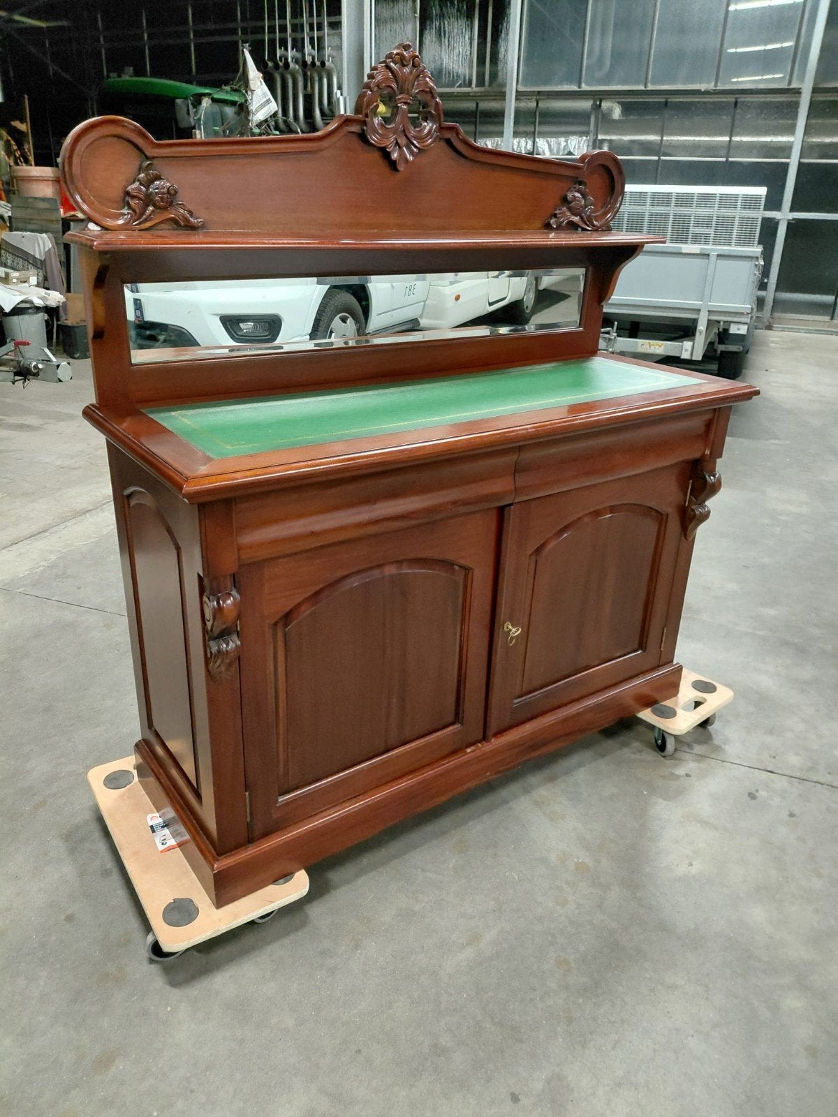 Prachtig Antiek / Klassiek Mahoniehouten Dressoir met Spiege, 100 tot 150 cm, Vintage, Met lade(s), Ophalen of Verzenden