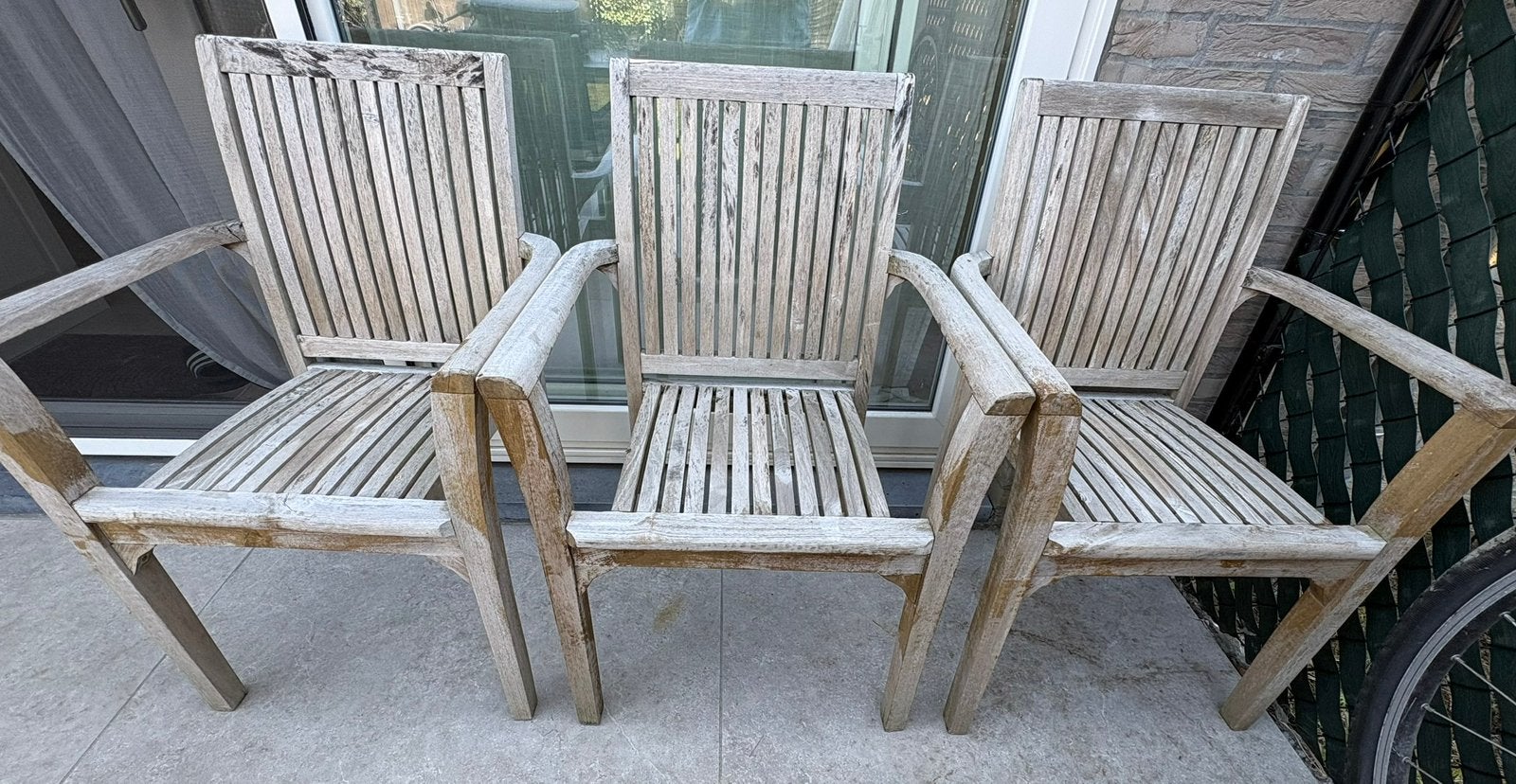 3 originele Murati teakhouten tuinstoelen van massief teak., Jardin & Terrasse, Chaises de jardin, Enlèvement, Utilisé, Bois de teck