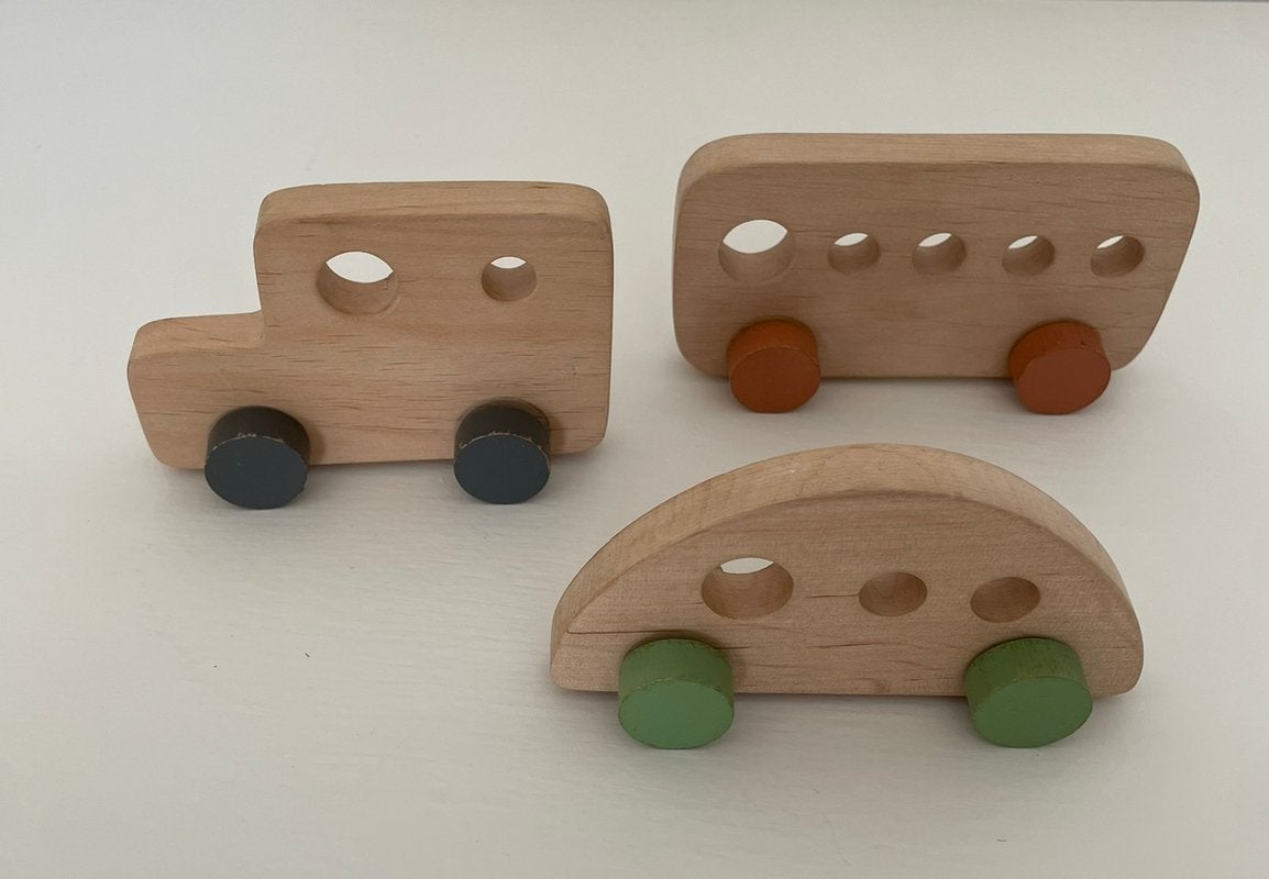 Pinch Toys retro '70s set houten auto’s, Ophalen of Verzenden, Zo goed als nieuw