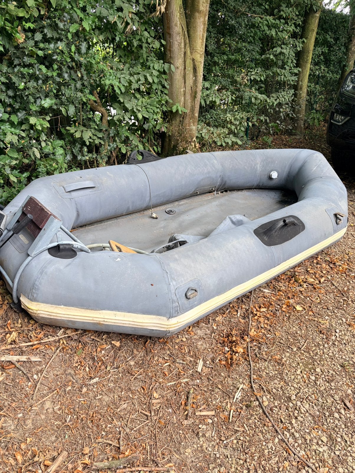 Rubberboot set met Mercury 2.2pk buitenboordmotor, Watersport en Boten, Rubberboten, Ophalen, Gebruikt, Hout, Buitenboordmotor