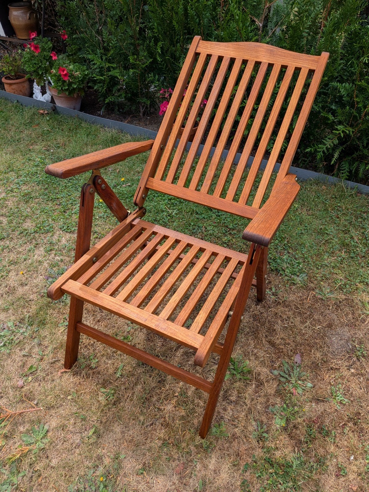 teaken tuinstoelen, set van 2, net gereinigd, 60€ stuk, Ophalen, Inklapbaar